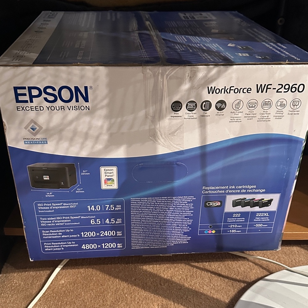 Epson WorkForce WF-2960 Box with Blue and White Design